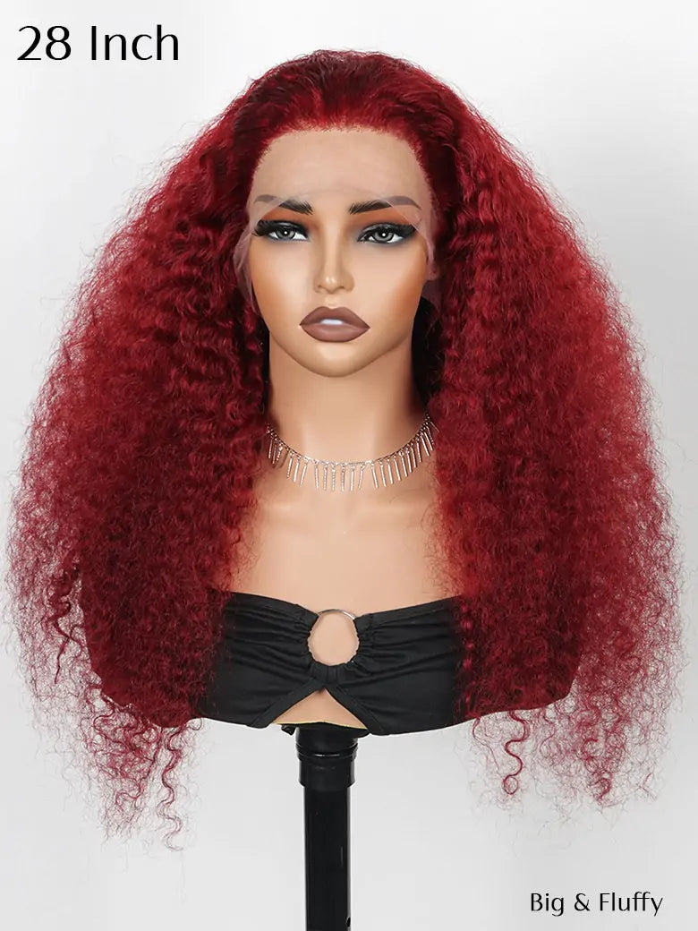 SIMMEL hair 28 inches burgundy hair deep curly 13x4 lace front wig big & fluffy
