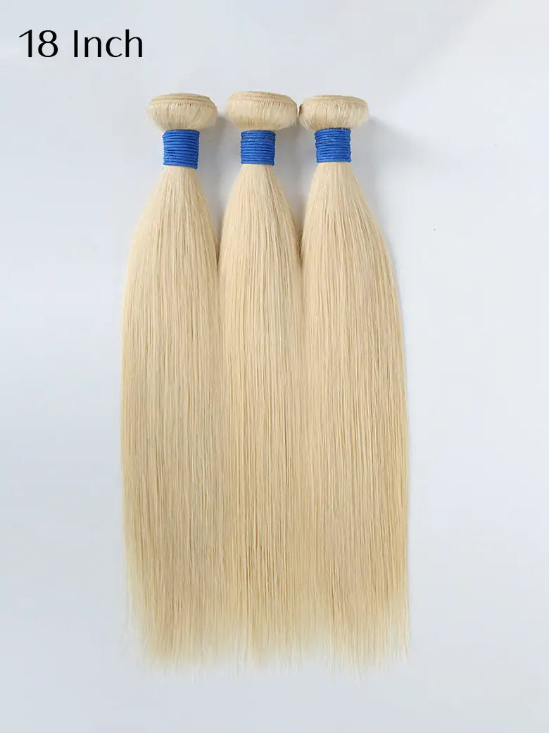 SIMMEL Hair 18 Inches 613 Blonde Straight Hair 3 Bundles Human Hair Weave