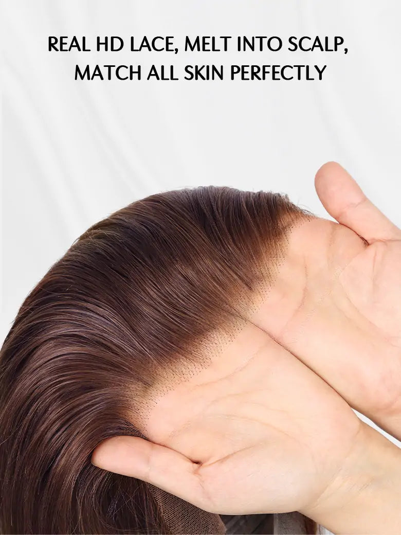 SIMMEL hair chocolate brown hair 13x4 hd lace melt into scalp