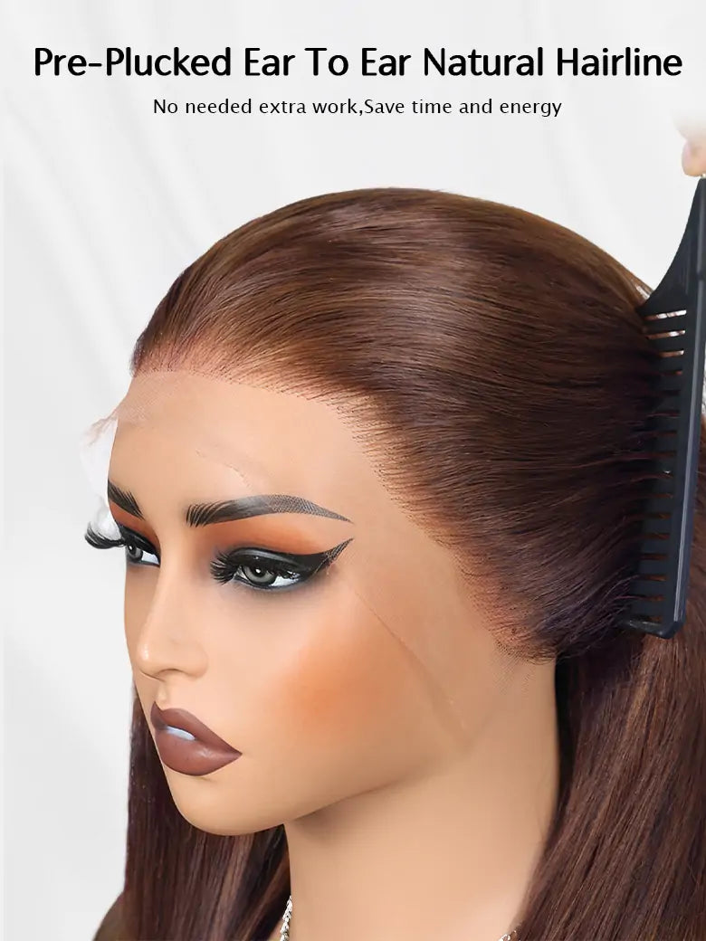 SIMMEL hair chocolate brown hair pre-plucked ear to ear 13x4 hd lace wig
