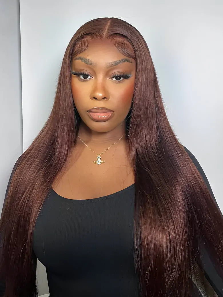 SIMMEL hair chocolate brown hair 13x4 hd lace wig silky straight human hair wigs