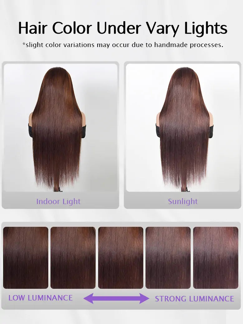 SIMMEL hair chocolate brown wig silky straight hair color under vary lights