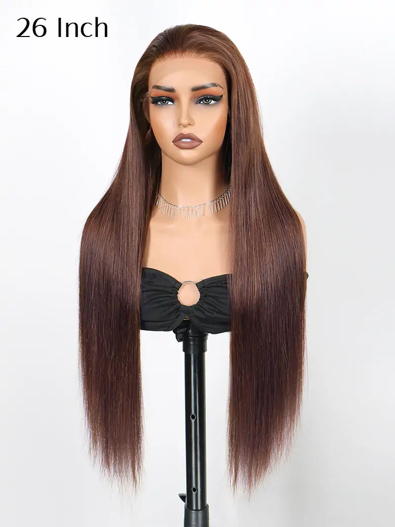 SIMMEL hair 26 inches chocolate brown hair 13x4 hd lace wig silky straight human hair wigs