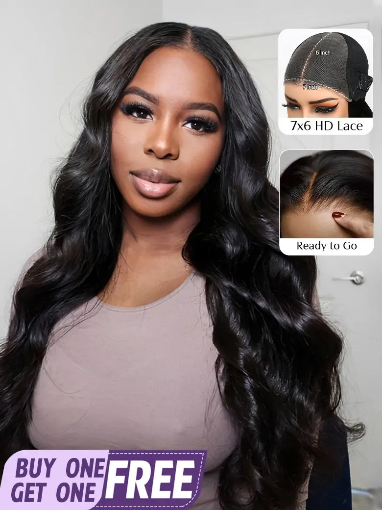 SIMMEL hair wear go wig glueless 7x6 lace human hair wigs body wave