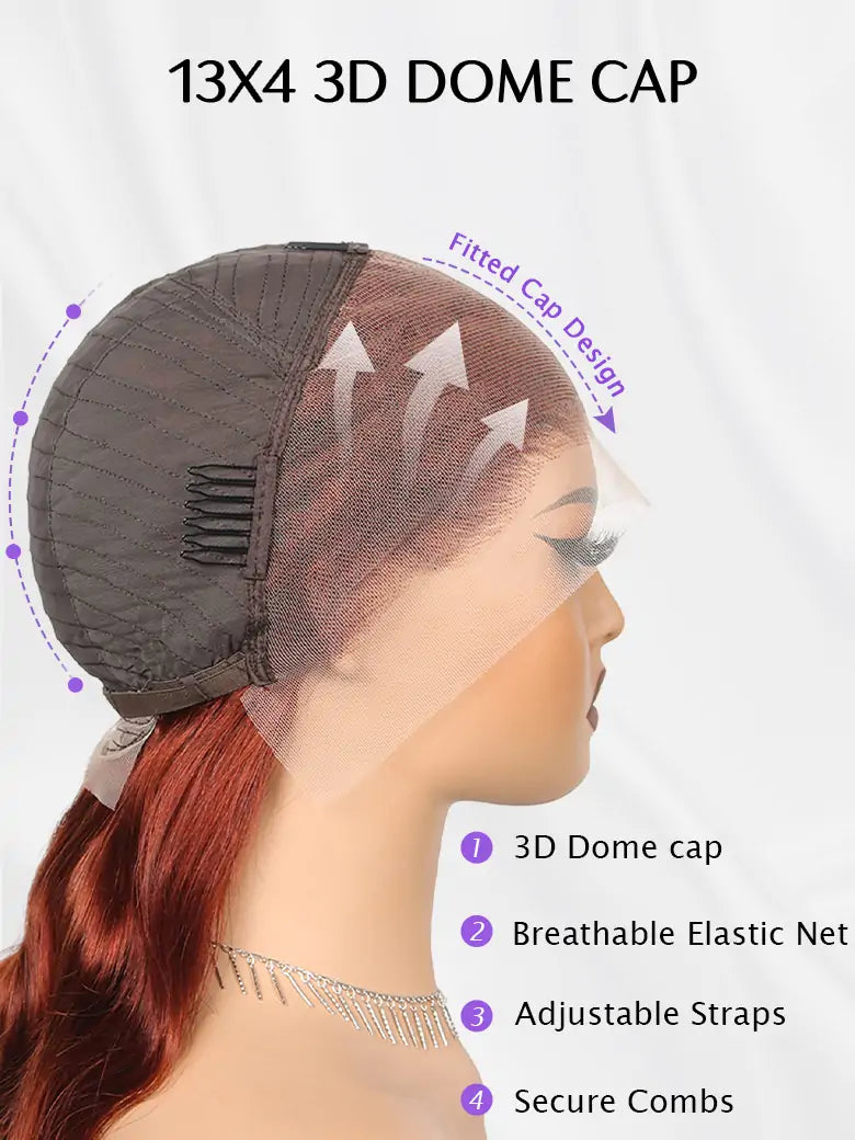 SIMMEL hair reddish brown hair 13x4 lace frontal wig cap
