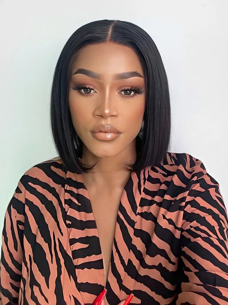 Simmel hair model show short bob wig straight hair 13x4 lace front human hair wigs
