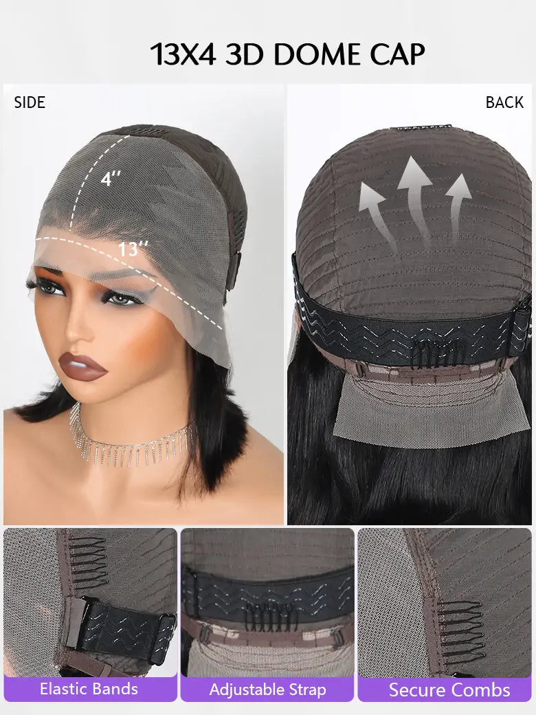 Simmel hair short bob wig straight hair 13x4 lace wig cap