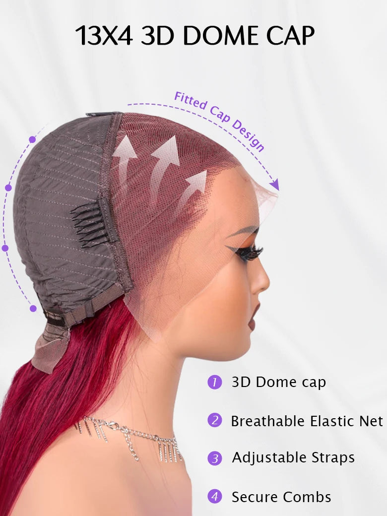 SIMMEL Burgundy Hair 13x4 Lace Front Wig Cap
