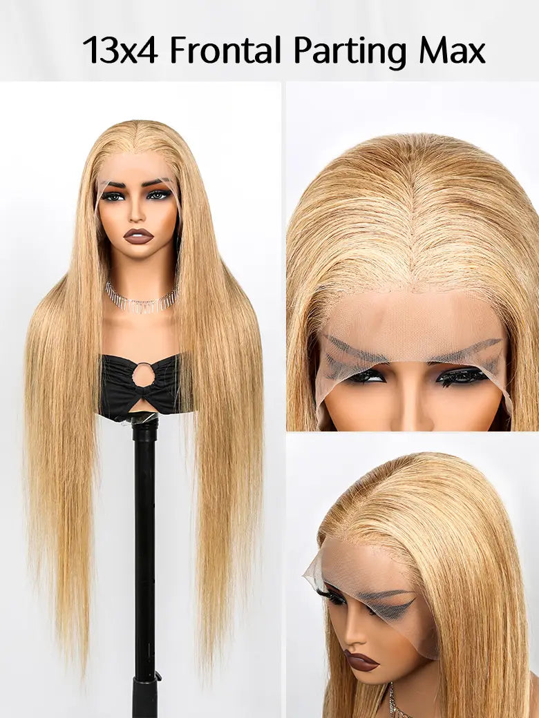 SIMMEL Hair Light Brown Hair 30 inch 13x4 Lace Front Wig Silky Straight Human Hair Wigs
