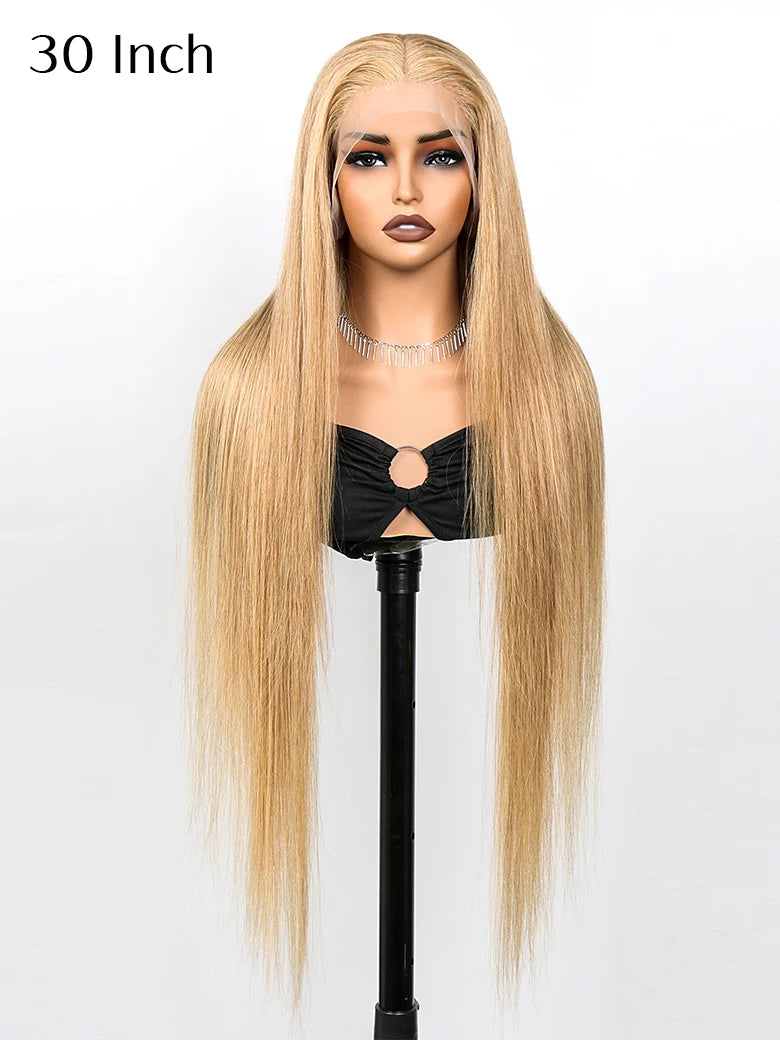 SIMMEL Hair Light Brown Hair 30 inch 13x4 Lace Front Wig Silky Straight Human Hair Wigs