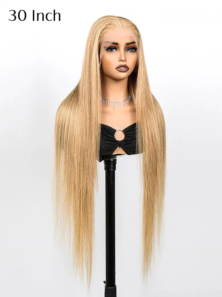 SIMMEL Hair Light Brown Hair 30 inch 13x4 Lace Front Wig Silky Straight Human Hair Wigs
