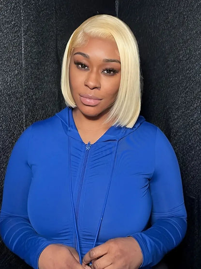 SIMMEL Model Show Honey Blonde Bob Wig 13x4 Lace Frontal Wig Straight Human Hair Wigs