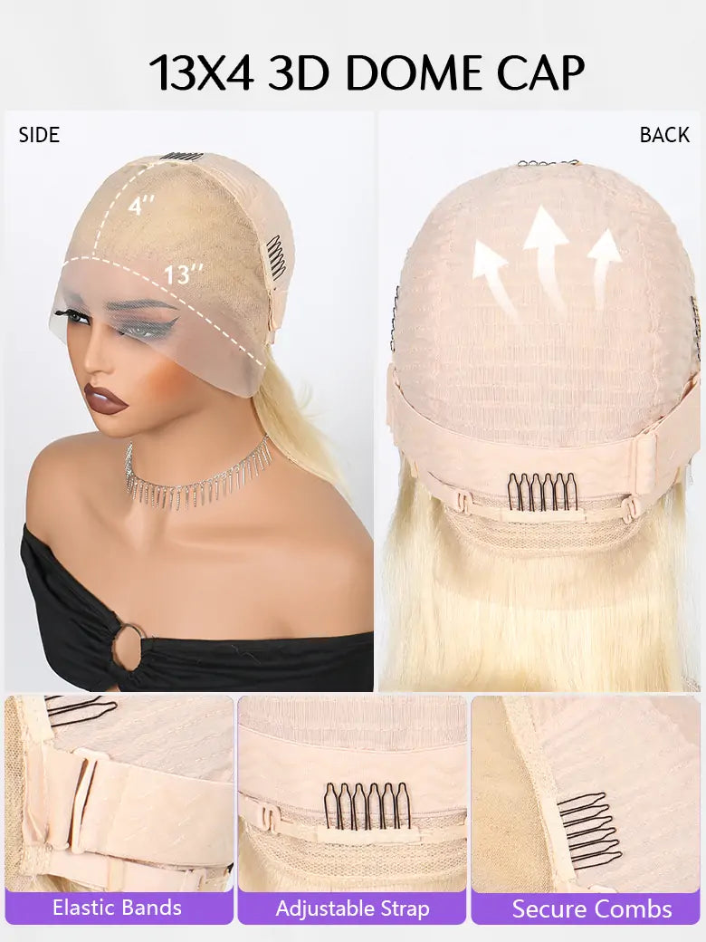 SIMMEL Honey Blonde Bob Wig 13x4 Lace Frontal Wig Cap