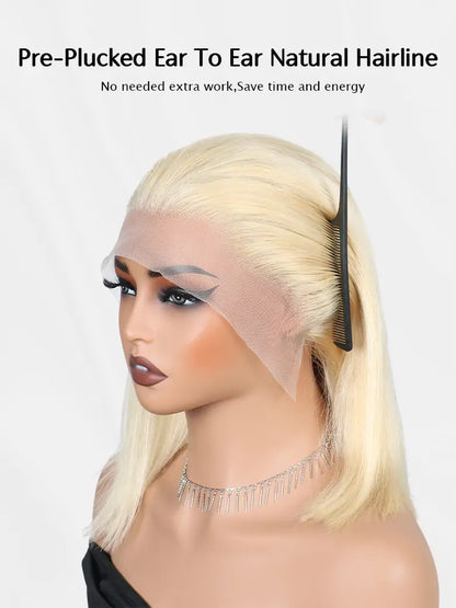 SIMMEL Honey Blonde Bob Wig 13x4 Lace Frontal Wig Straight Human Hair Wigs