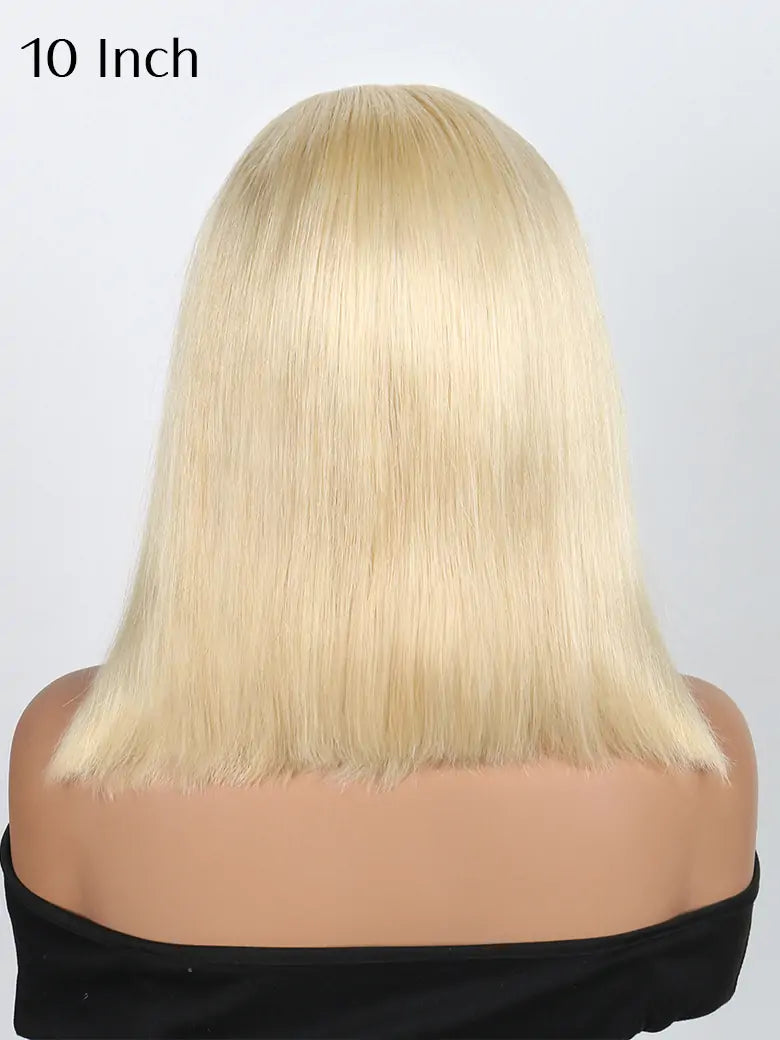 SIMMEL 10 inches Honey Blonde Bob Wig 13x4 Lace Frontal Wig Straight Human Hair Wigs