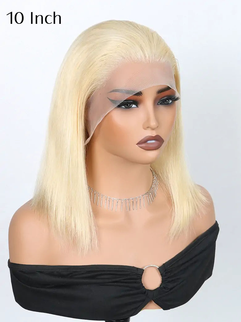 SIMMEL 10 inches Honey Blonde Bob Wig 13x4 Lace Frontal Wig Straight Human Hair Wigs