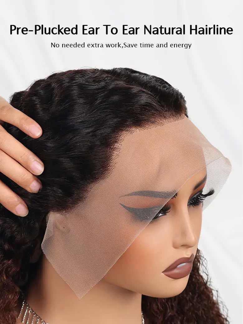 SIMMEL Hair black brown ombre hair pre-plucked ear to ear natural hairline 13x4 lace front wig