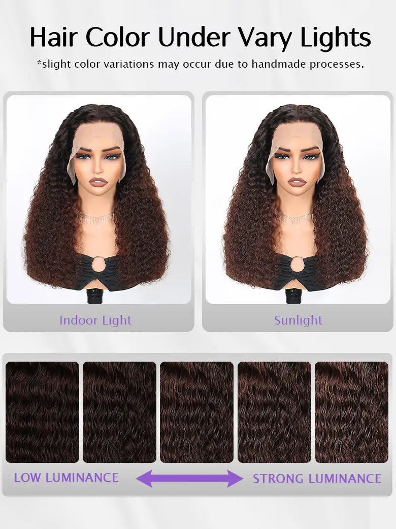SIMMEL Hair black brown ombre hair deep curly Hair color under vary lights