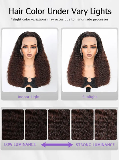 SIMMEL Hair black brown ombre hair deep curly Hair color under vary lights