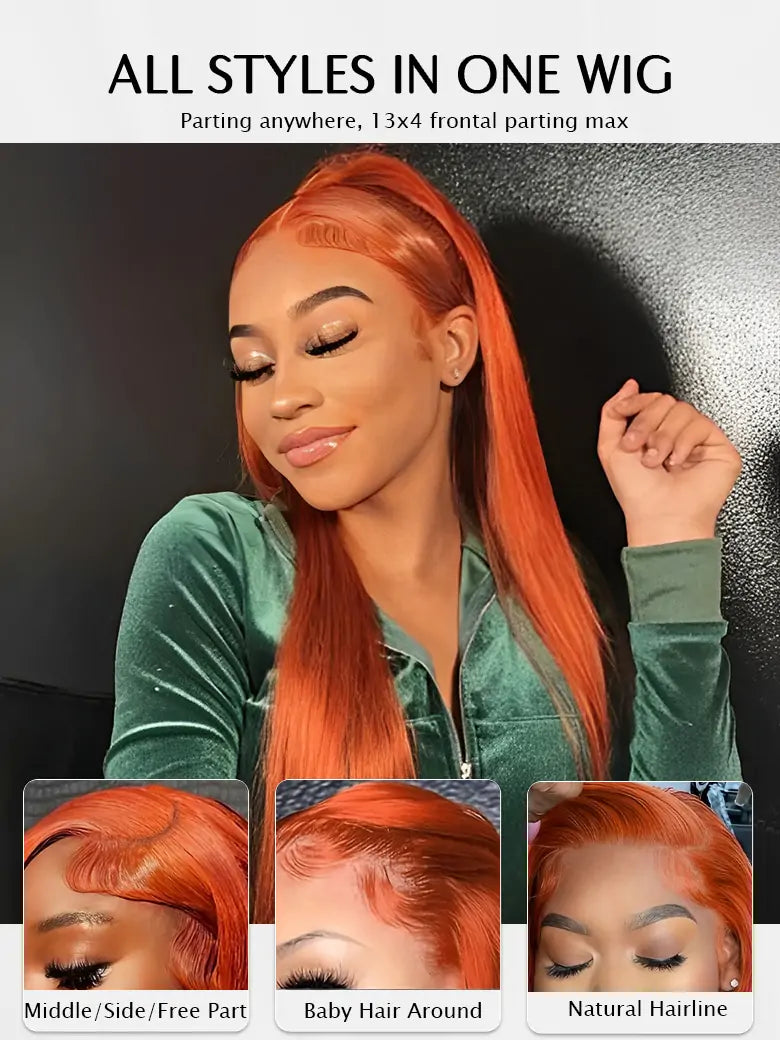 SIMMEL hair ginger 13x4 lace front wig silky straight hair all styles in one wig