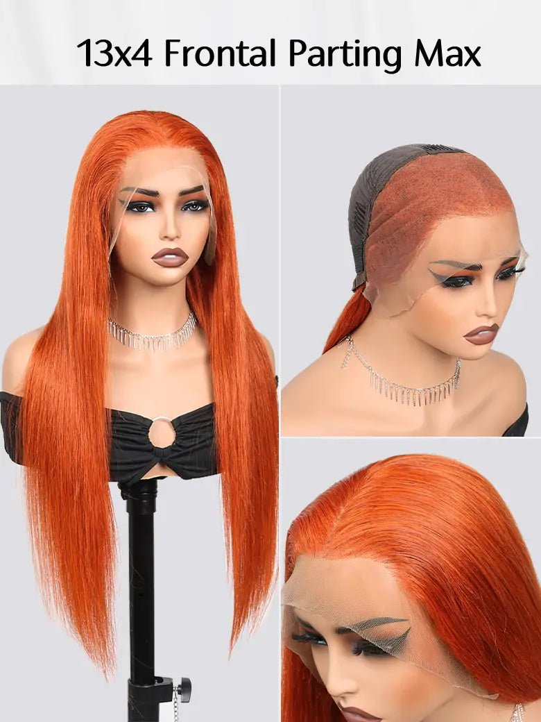 SIMMEL hair ginger hair 13x4 lace front wig silky straight human hair wigs