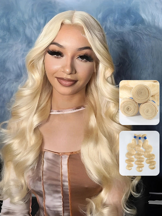 SIMMEL Hair 613 Blonde Hair Body Wave 3 Bundles Human Hair Weave