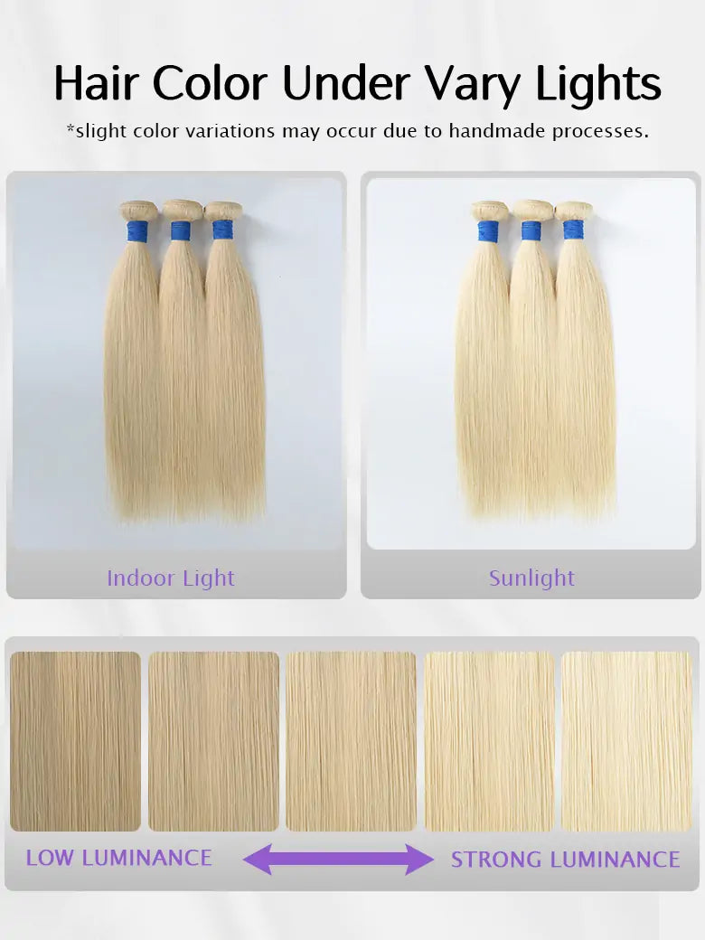 SIMMEL Hair 613 Blonde Straight Hair Color Under Vary Lights