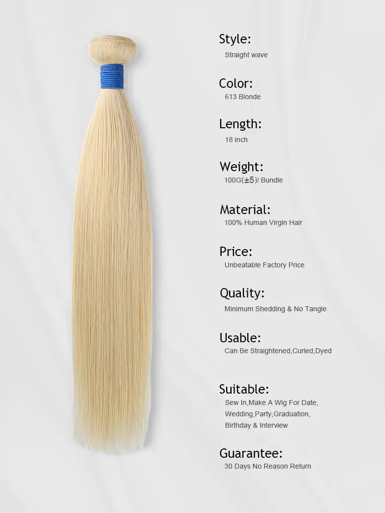 SIMMEL Hair 613 Blonde Straight Hair Human Hair Weave Details