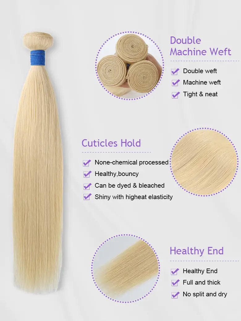 SIMMEL Hair 613 Blonde Straight Hair Human Hair Weave Details