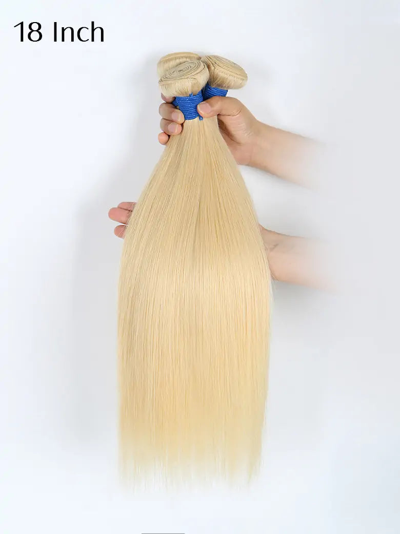 SIMMEL Hair 18 Inches 613 Blonde Straight Hair 3 Bundles Human Hair Weave