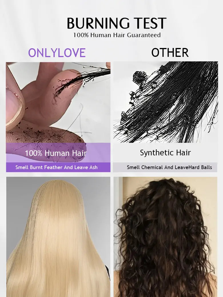 SIMMEL Hair 613 Blonde Straight Human Hair Burning Test
