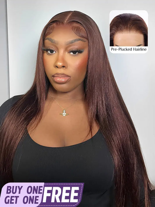 SIMMEL hair chocolate brown hair 13x4 hd lace wig silky straight human hair wigs