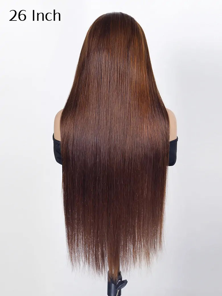 SIMMEL hair 26 inches chocolate brown hair 13x4 hd lace wig silky straight human hair wigs