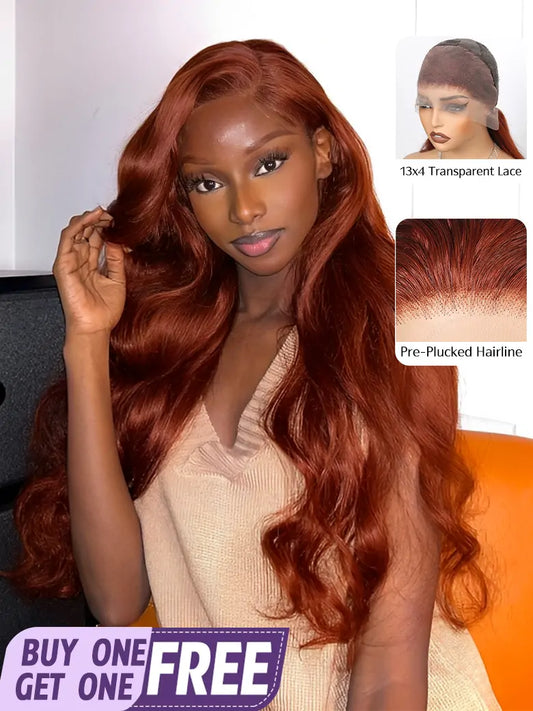 SIMMEL hair reddish brown hair 13x4 lace frontal wig body wave human hair wigs