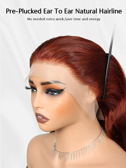 SIMMEL hair reddish brown hair pre-plucked ear to ear 13x4 lace frontal wig body wave human hair wigs