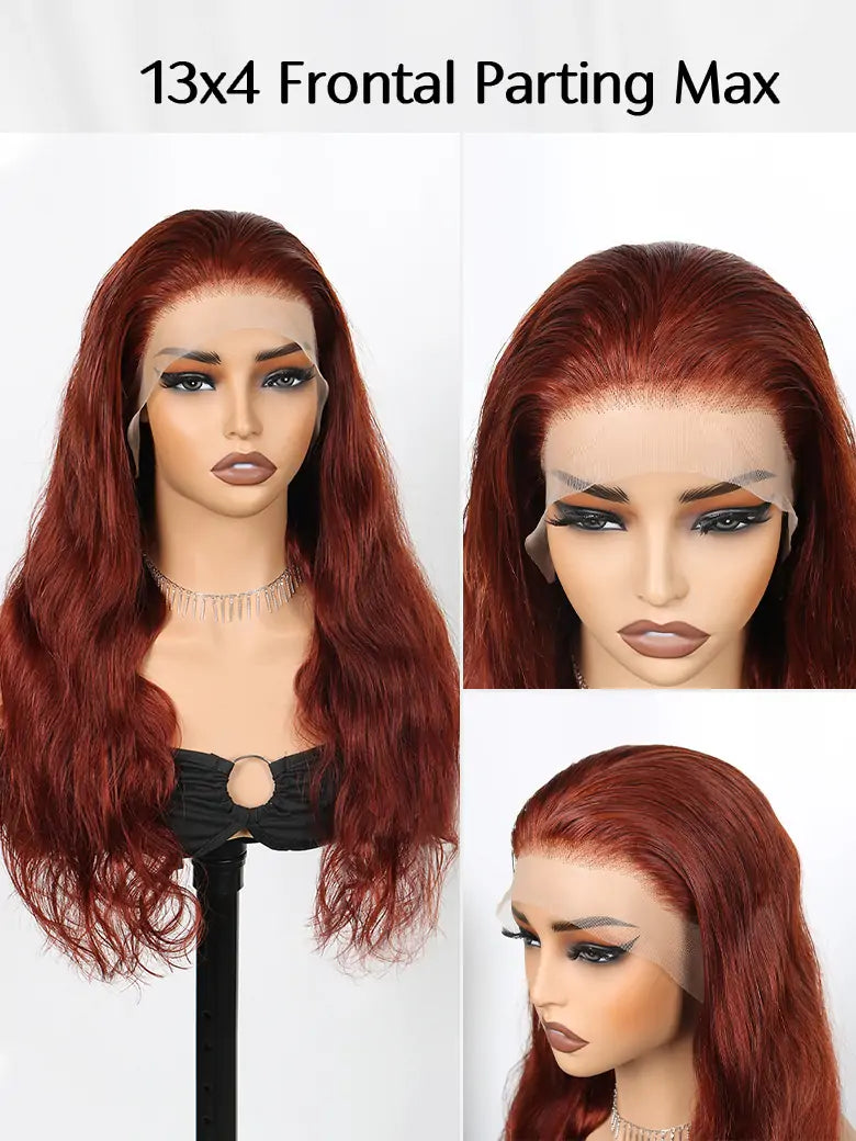 SIMMEL hair reddish brown hair 13x4 lace frontal wig parting max body wave human hair wigs