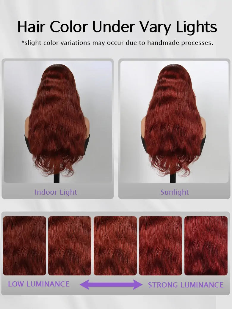 SIMMEL hair reddish brown hair 13x4 lace frontal wig body wave human hair color under vary lights