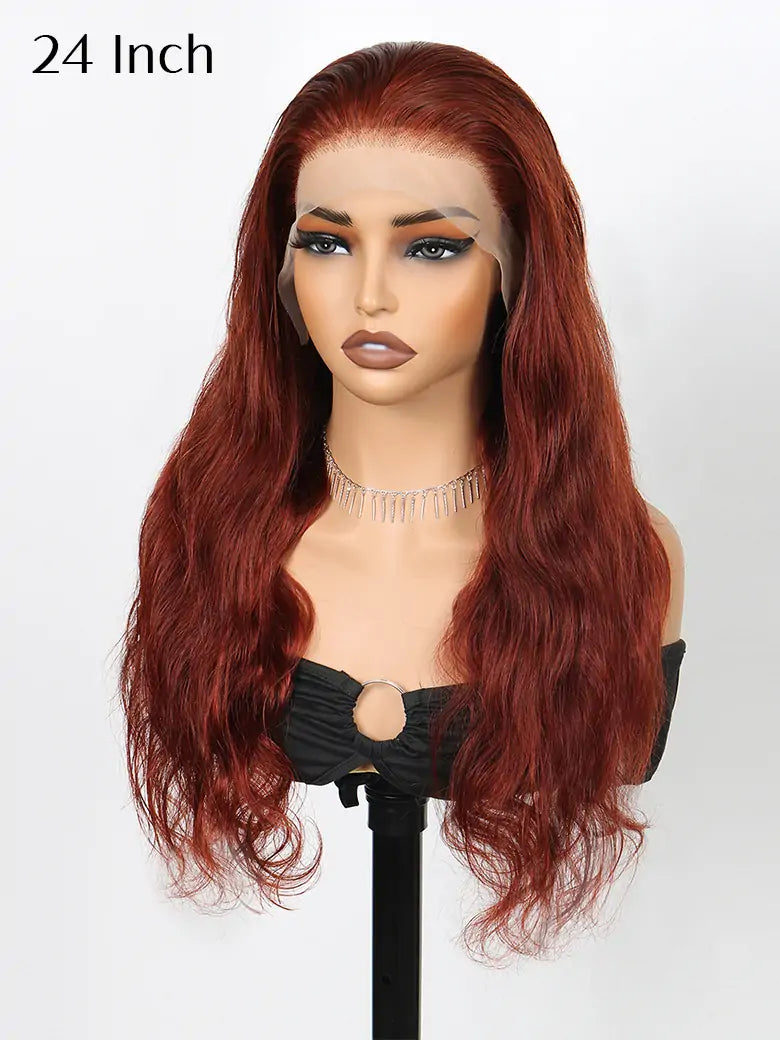 SIMMEL hair 24 inches reddish brown hair 13x4 lace frontal wig body wave human hair wigs