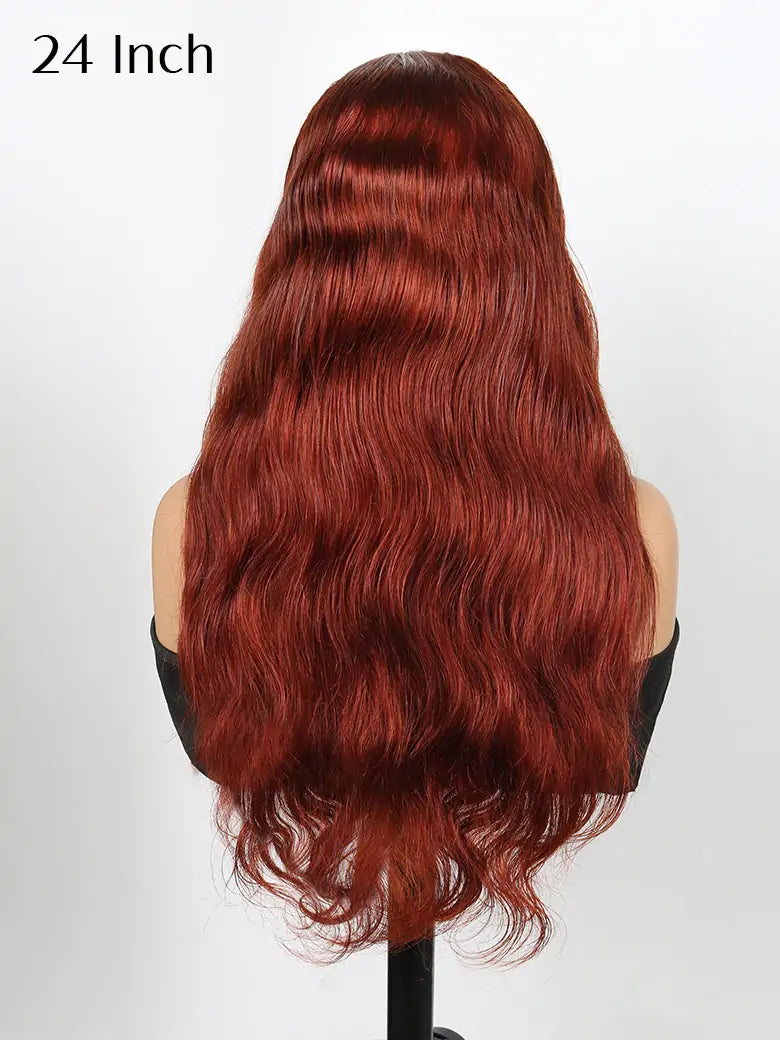 SIMMEL hair 24 inches reddish brown hair 13x4 lace frontal wig body wave human hair wigs