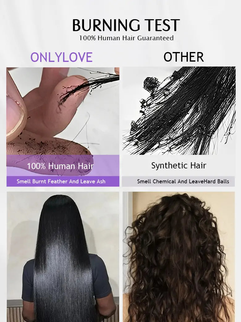 SIMMEL Hair Silky Straight Human Hair Burning Test