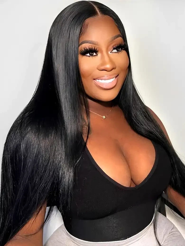 model show wear go glueless 7x6 pre-cut lace wig from SIMMEL hair