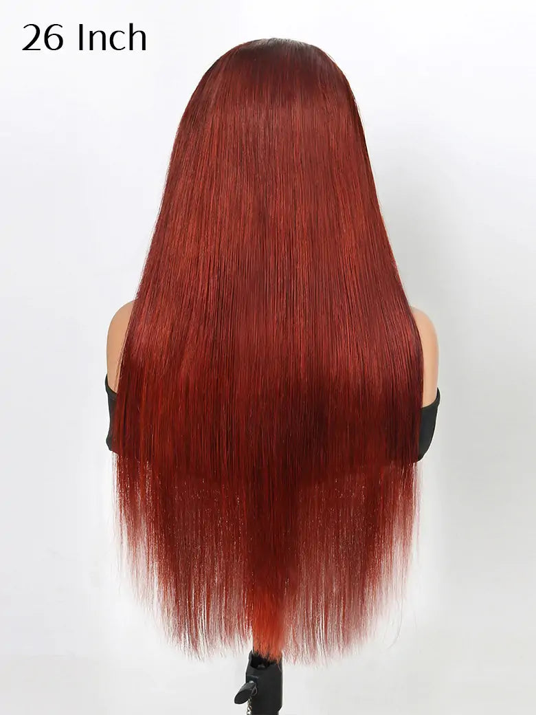 SIMMEL hair 26 inches  reddish brown hair 13x4 lace frontal wig silky straight human hair wigs