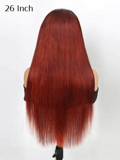 SIMMEL hair 26 inches  reddish brown hair 13x4 lace frontal wig silky straight human hair wigs