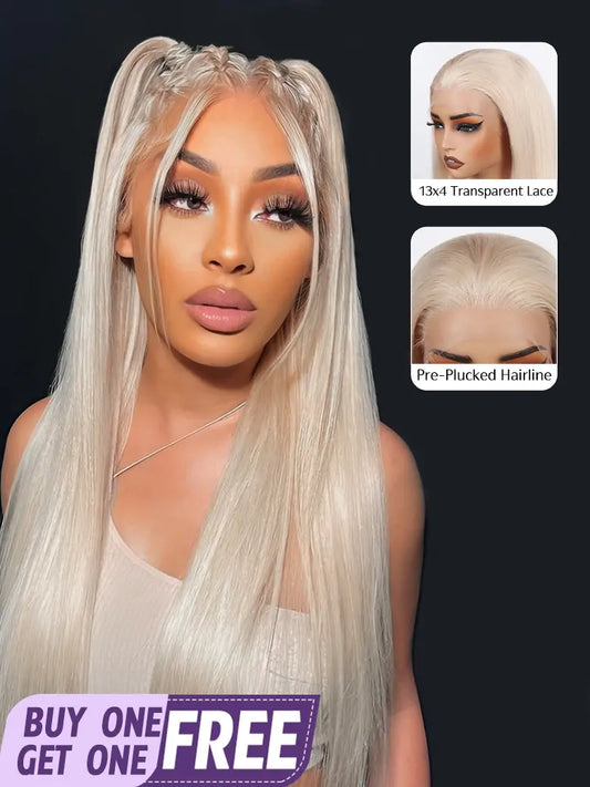 SIMMEL hair white hair 13x4 lace front wig silky straight human hair wigs