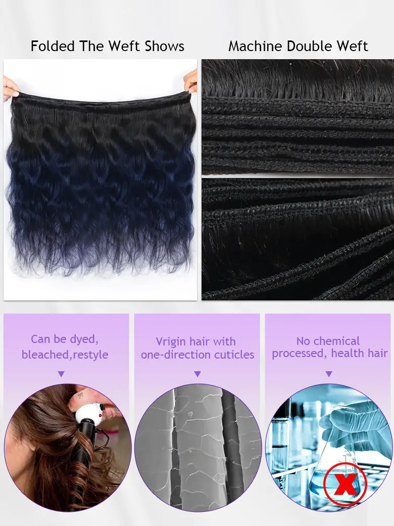 Simmel Hair Black Blue Ombre Human Hair Weave Details