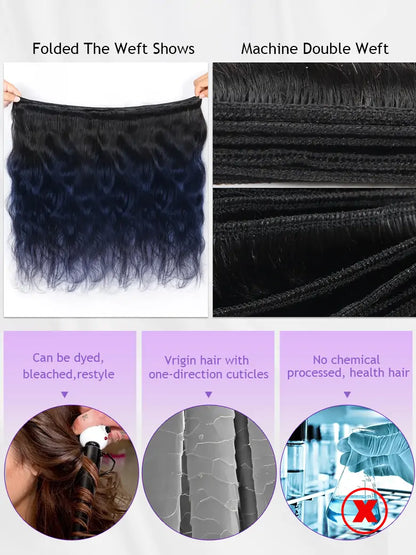 Simmel Hair Black Blue Ombre Human Hair Weave Details